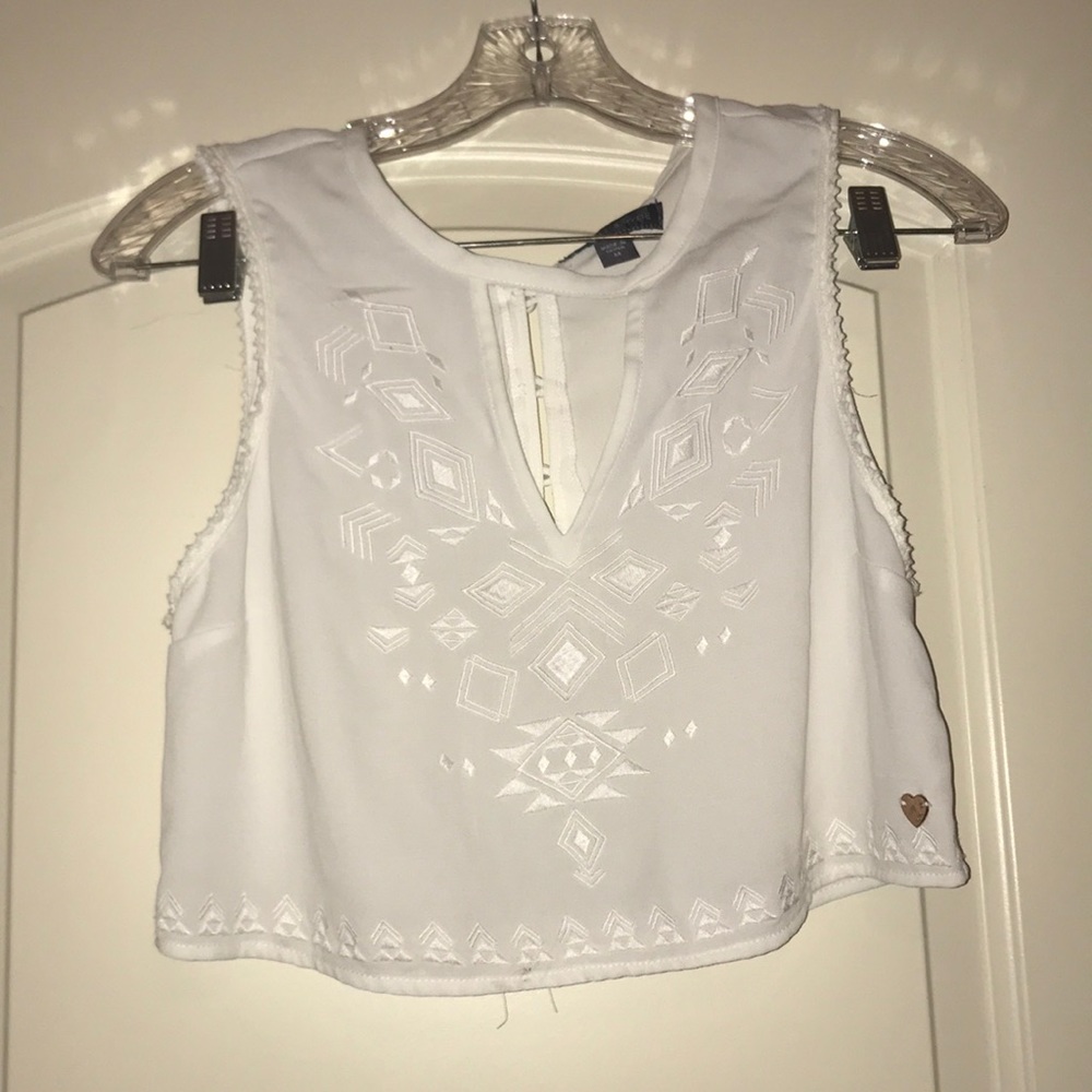 Kendall & kylie sheer white crop top